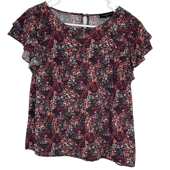 Cynthia Rowley Colorful Floral Flutter Sleeve Blouse Women’s Size Small Career - Picture 1 of 9